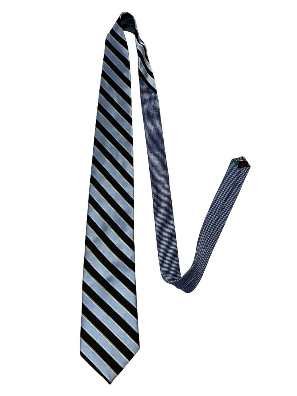Tommy Hilfiger Silk Tie Blue Black Striped Classic Preppy USA Made